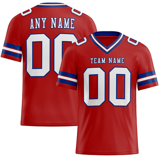 Custom Red White-Royal Authentic Football Jersey - Main View
