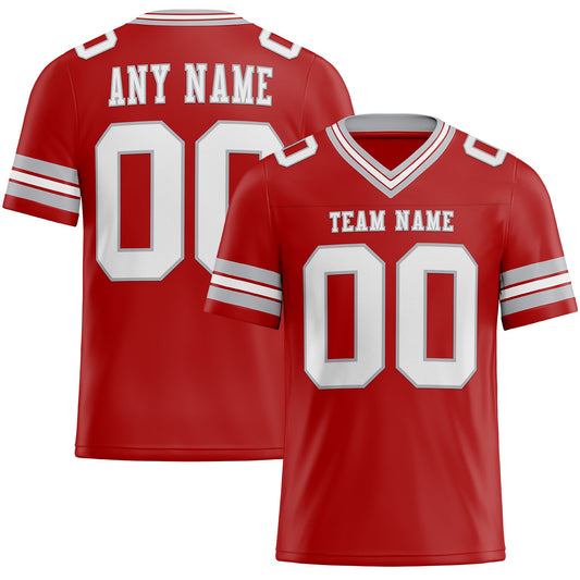 Custom Red White-Gray Authentic Football Jersey - Main View