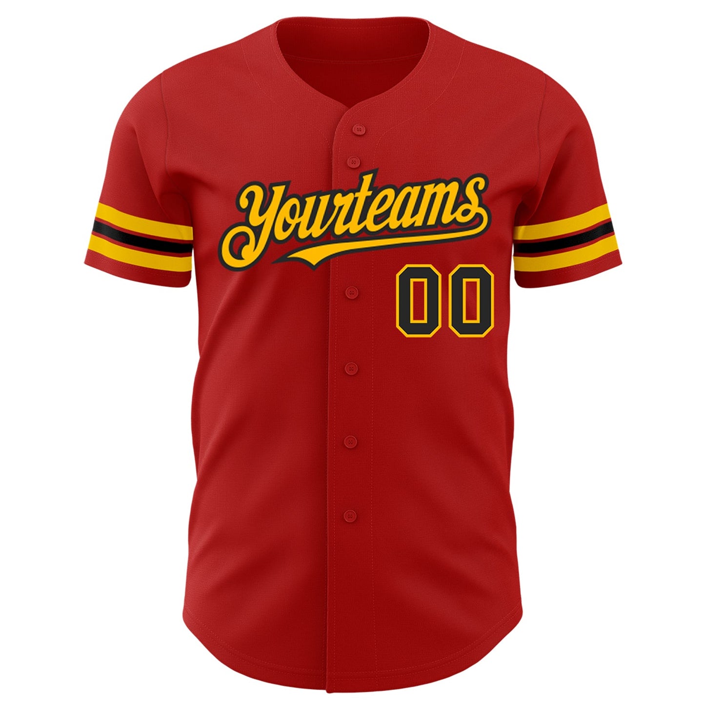 Custom Red Black-Gold Authentic Baseball Jersey view 2