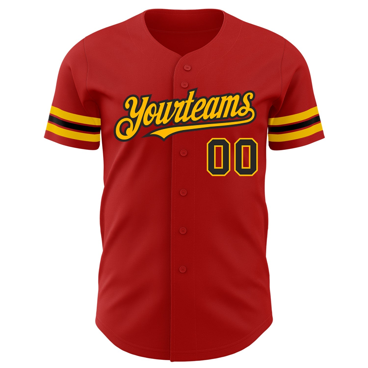 Custom Red Black-Gold Authentic Baseball Jersey view 2