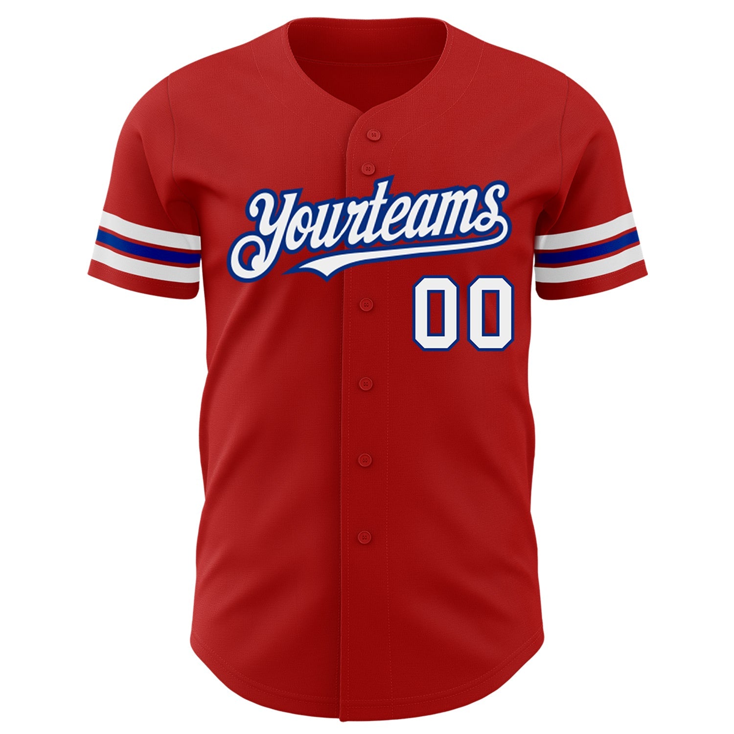Custom Red White-Royal Authentic Baseball Jersey view 2