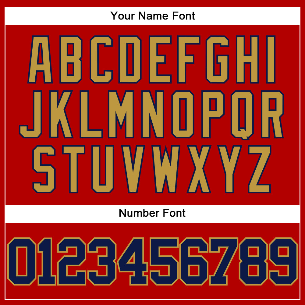 Custom Red Navy-Old Gold Authentic Baseball Jersey view 5
