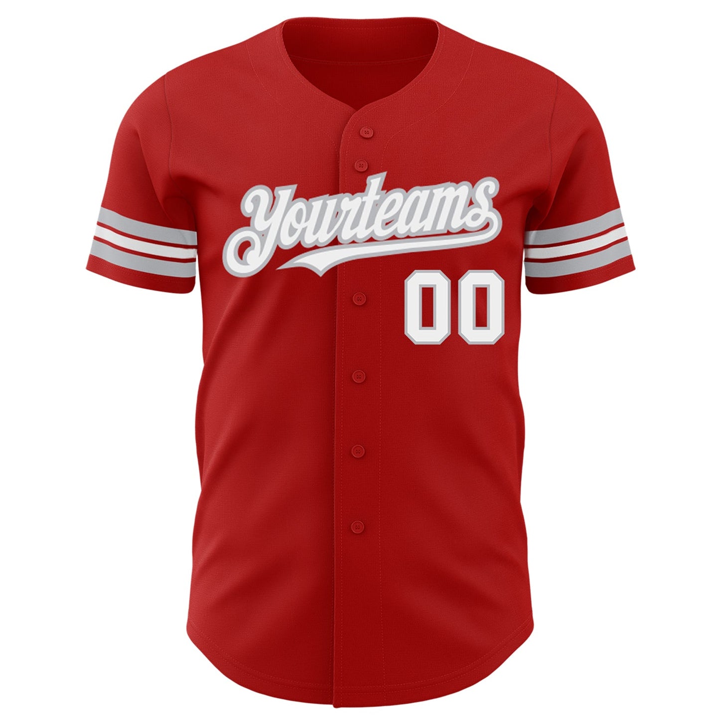 Custom Red White-Gray Authentic Baseball Jersey view 2