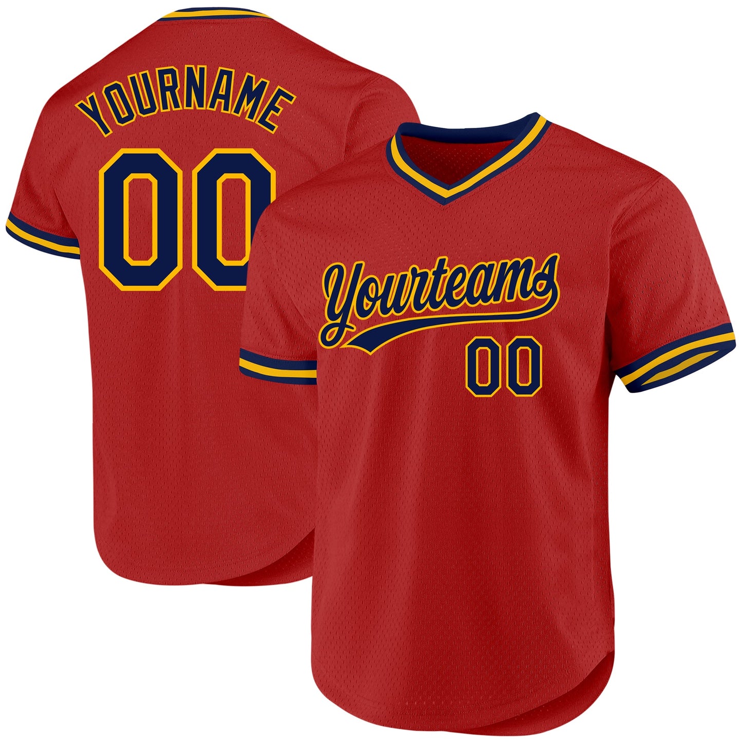 Custom Red Navy Authentic Throwback Baseball Jersey - Main View