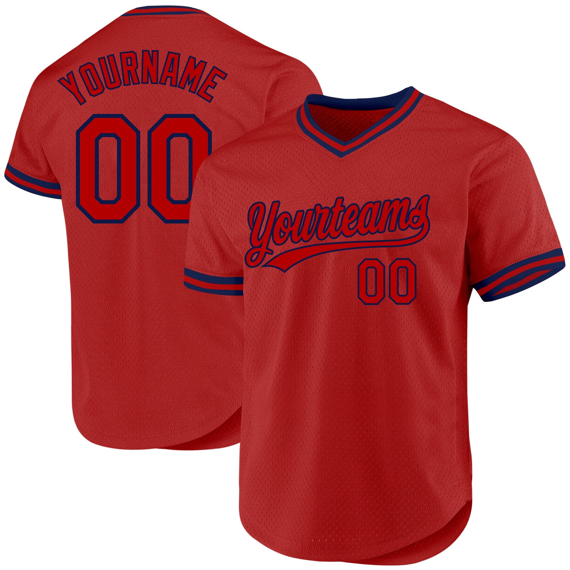 Custom Red White-Royal Authentic Throwback Baseball Jersey - Main View