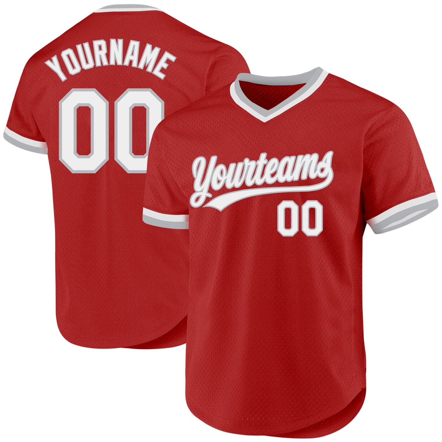 Custom Red White-Gray Authentic Throwback Baseball Jersey - Main View