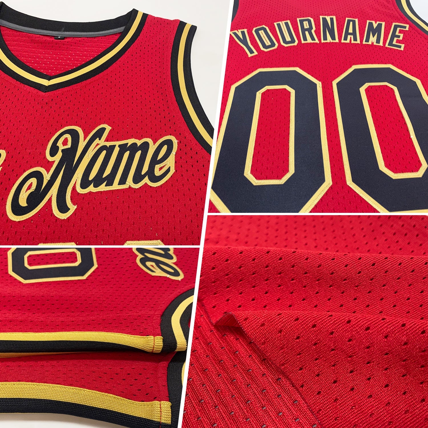 Custom Red Navy-White Authentic Throwback Basketball Jersey view 2
