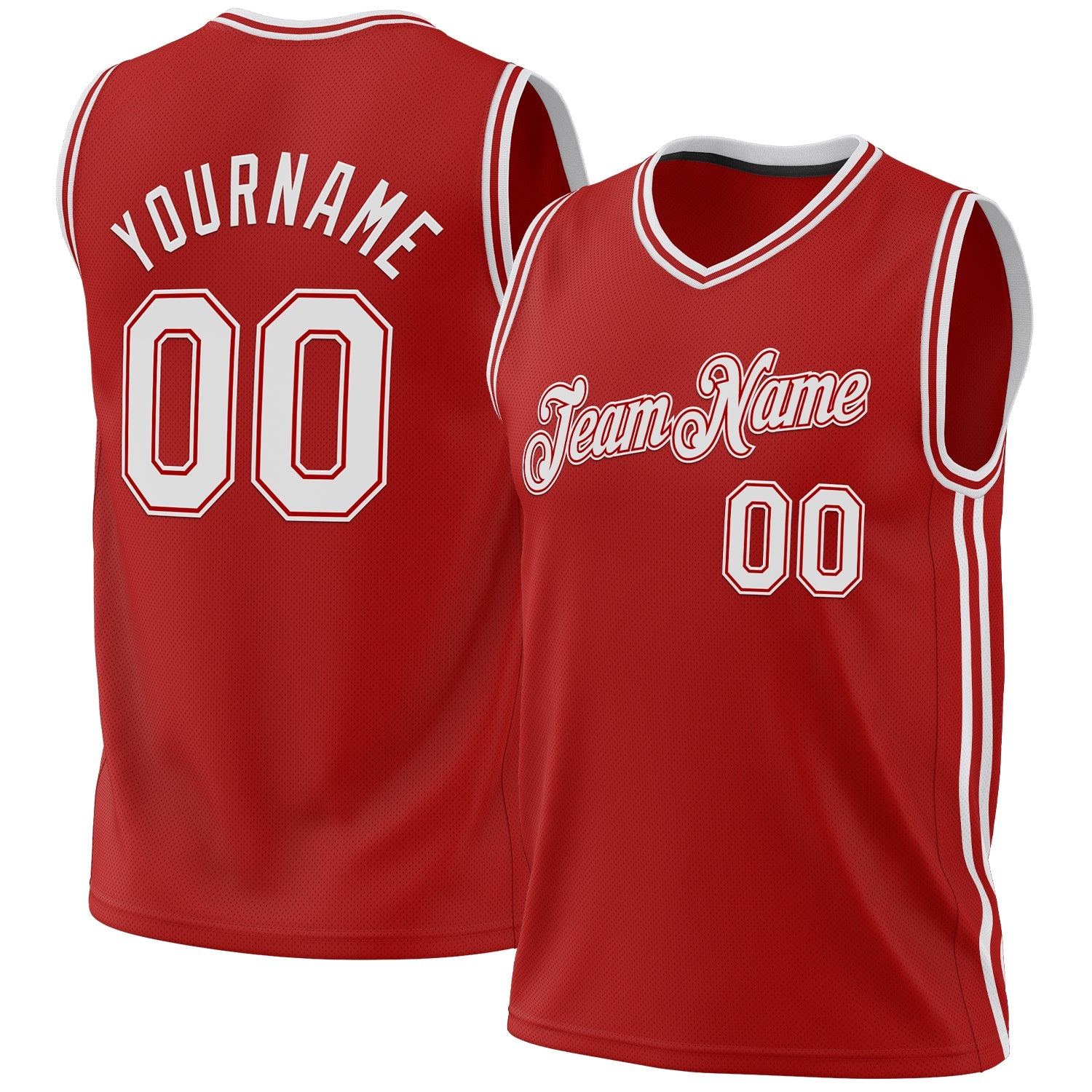 Custom Red White Authentic Throwback Basketball Jersey - Main View