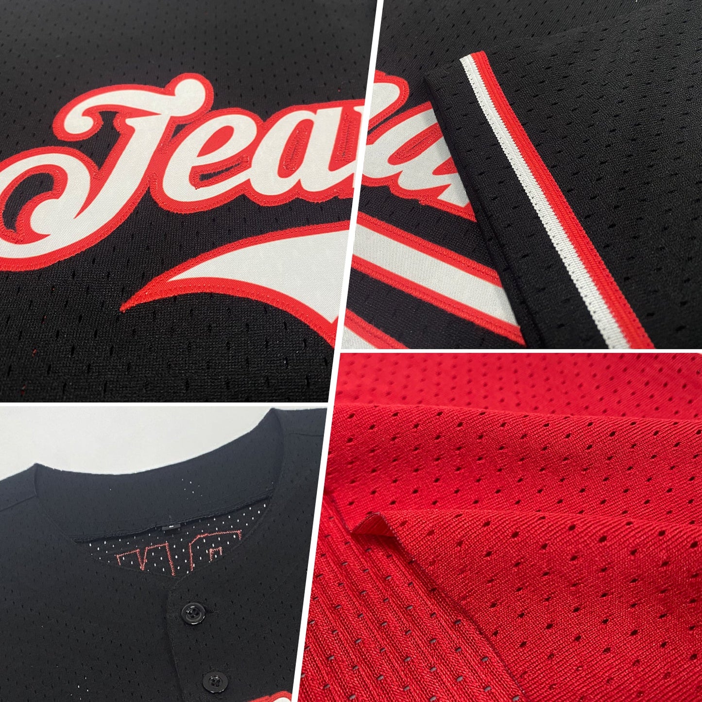 Custom Red White-Old Gold Mesh Authentic Throwback Baseball Jersey view 2