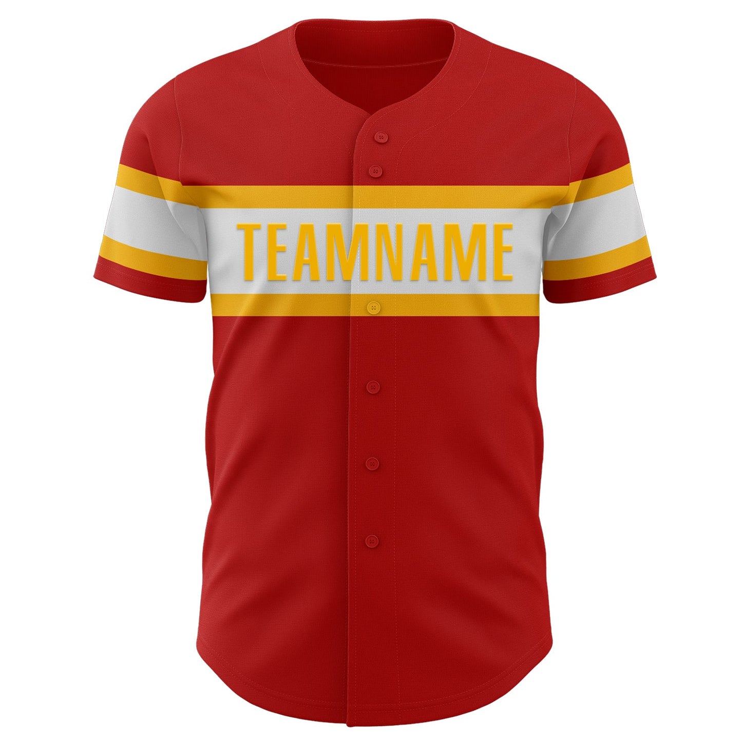 Custom Red White-Gold Authentic Baseball Jersey view 2