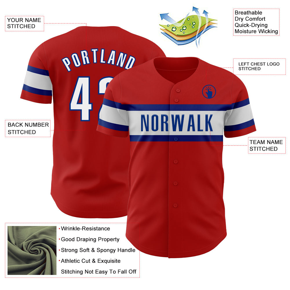Custom Red Black-Royal Authentic Baseball Jersey view 3