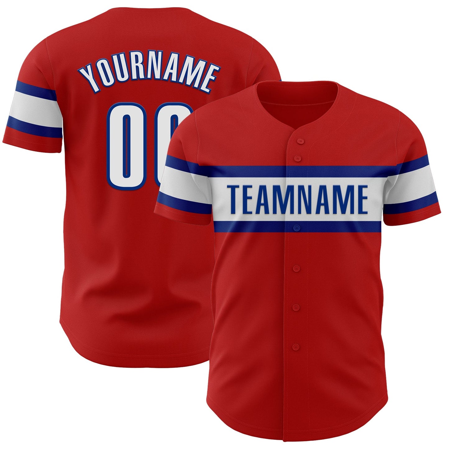 Custom Red Black-Royal Authentic Baseball Jersey - Main View