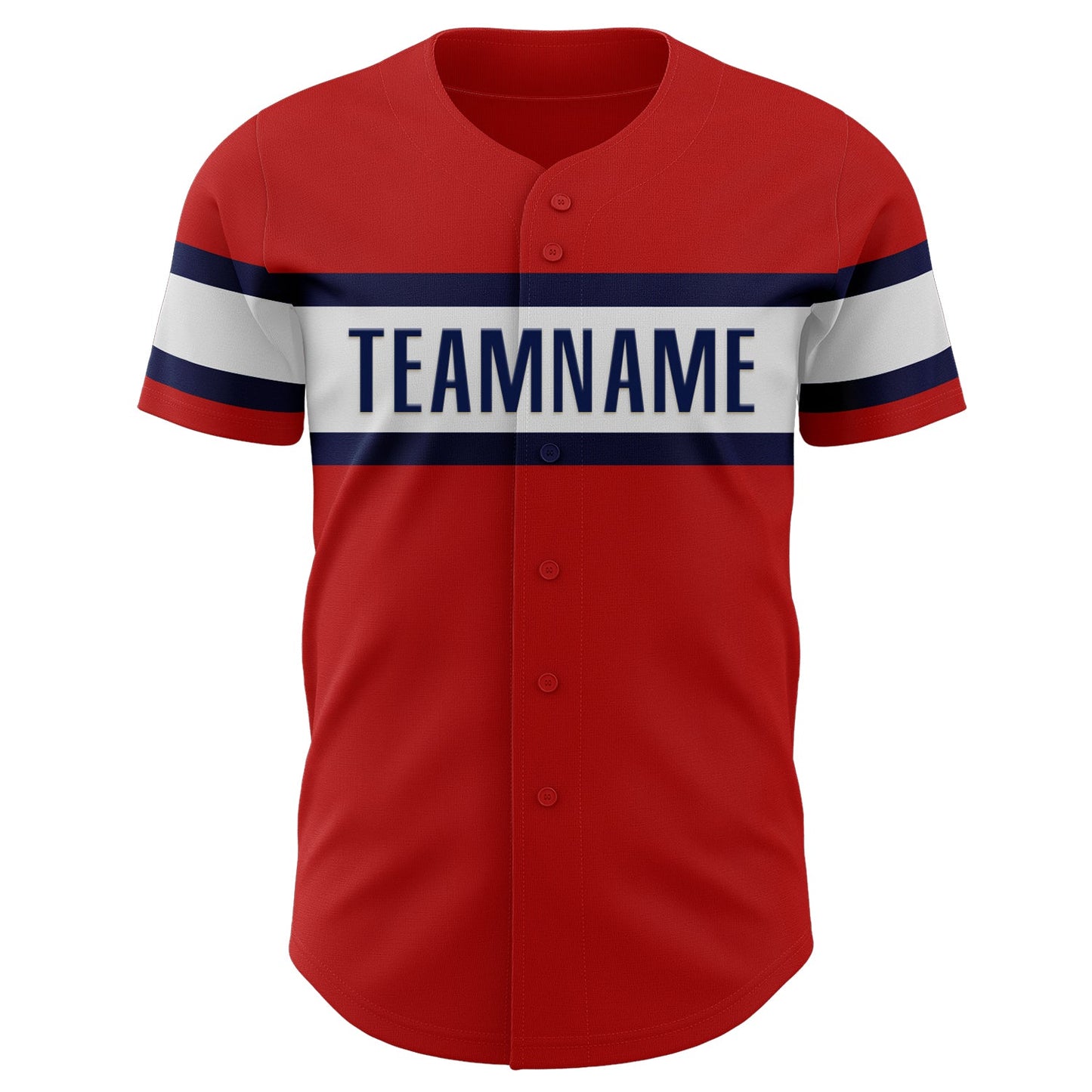 Custom Red Black-Navy Authentic Baseball Jersey view 2