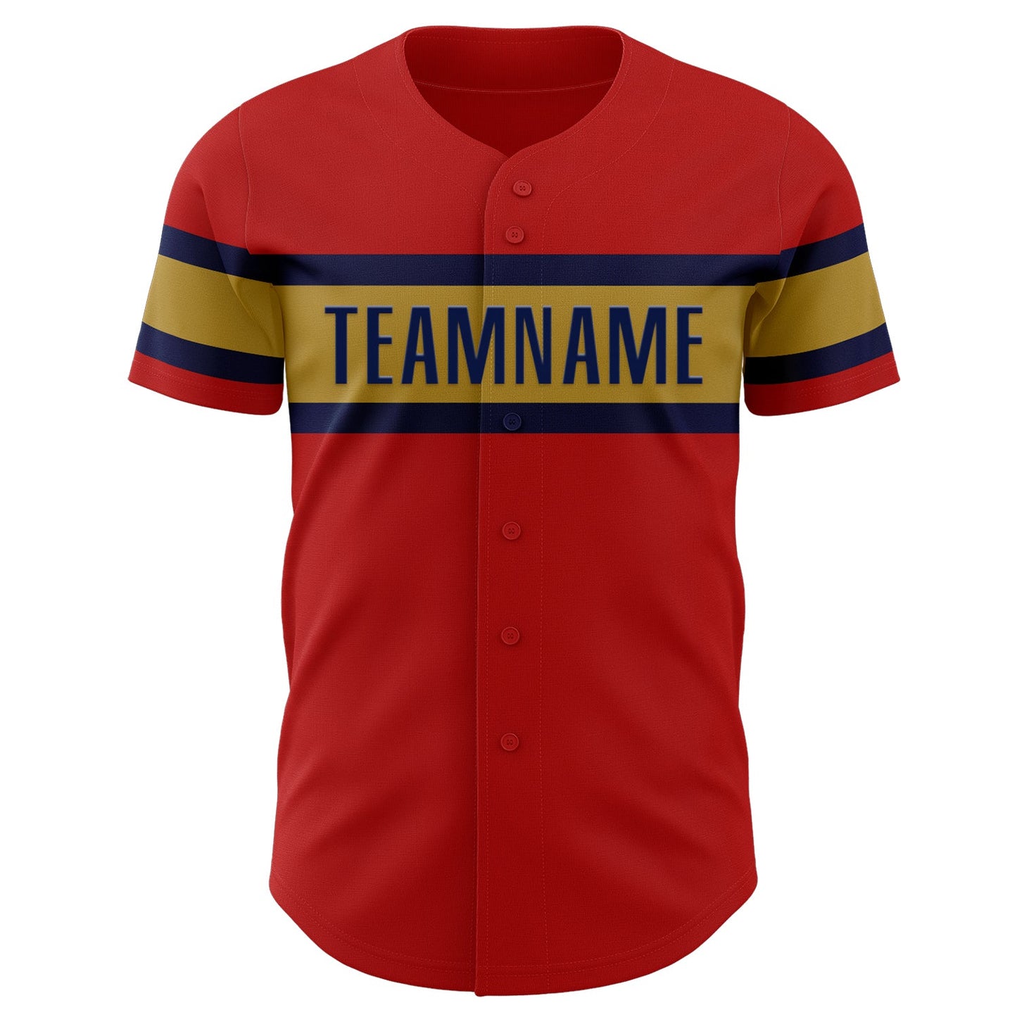 Custom Red Black-Old Gold Authentic Baseball Jersey view 2