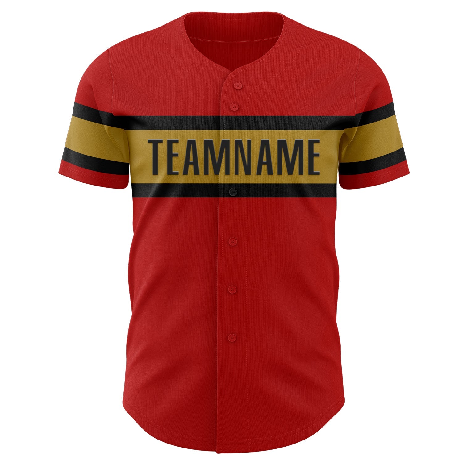Custom Red Black-Old Gold Authentic Baseball Jersey view 2