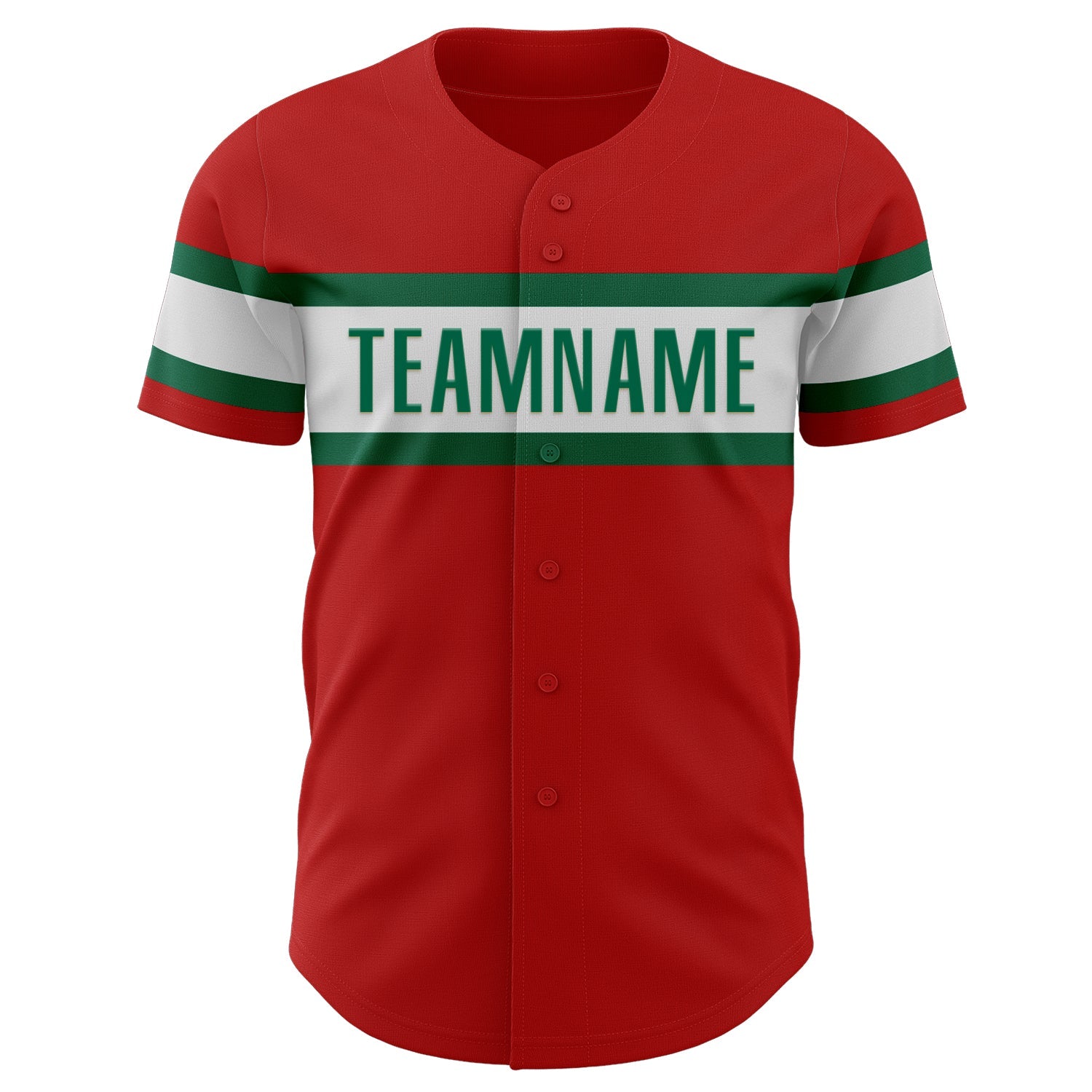 Custom Red White-Kelly Green Authentic Baseball Jersey view 2