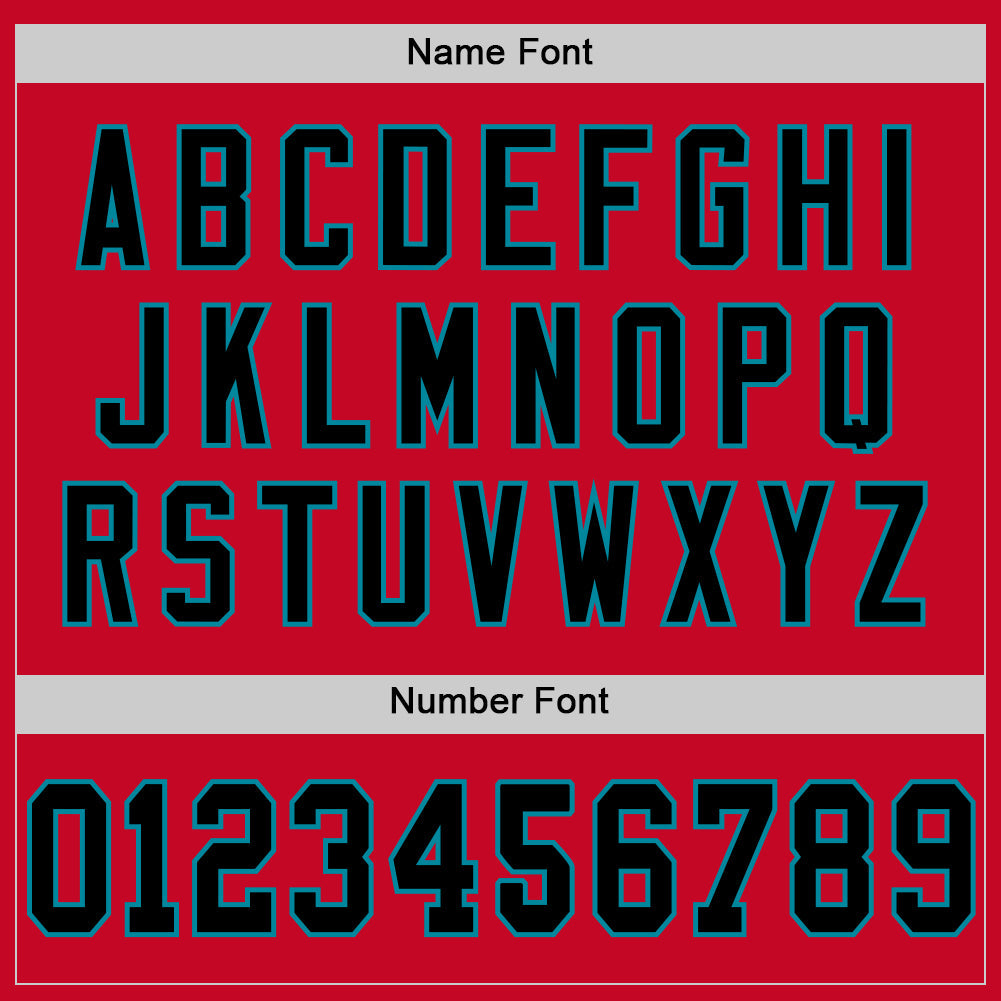 Custom Red Black-Teal Mesh Authentic Football Jersey view 4