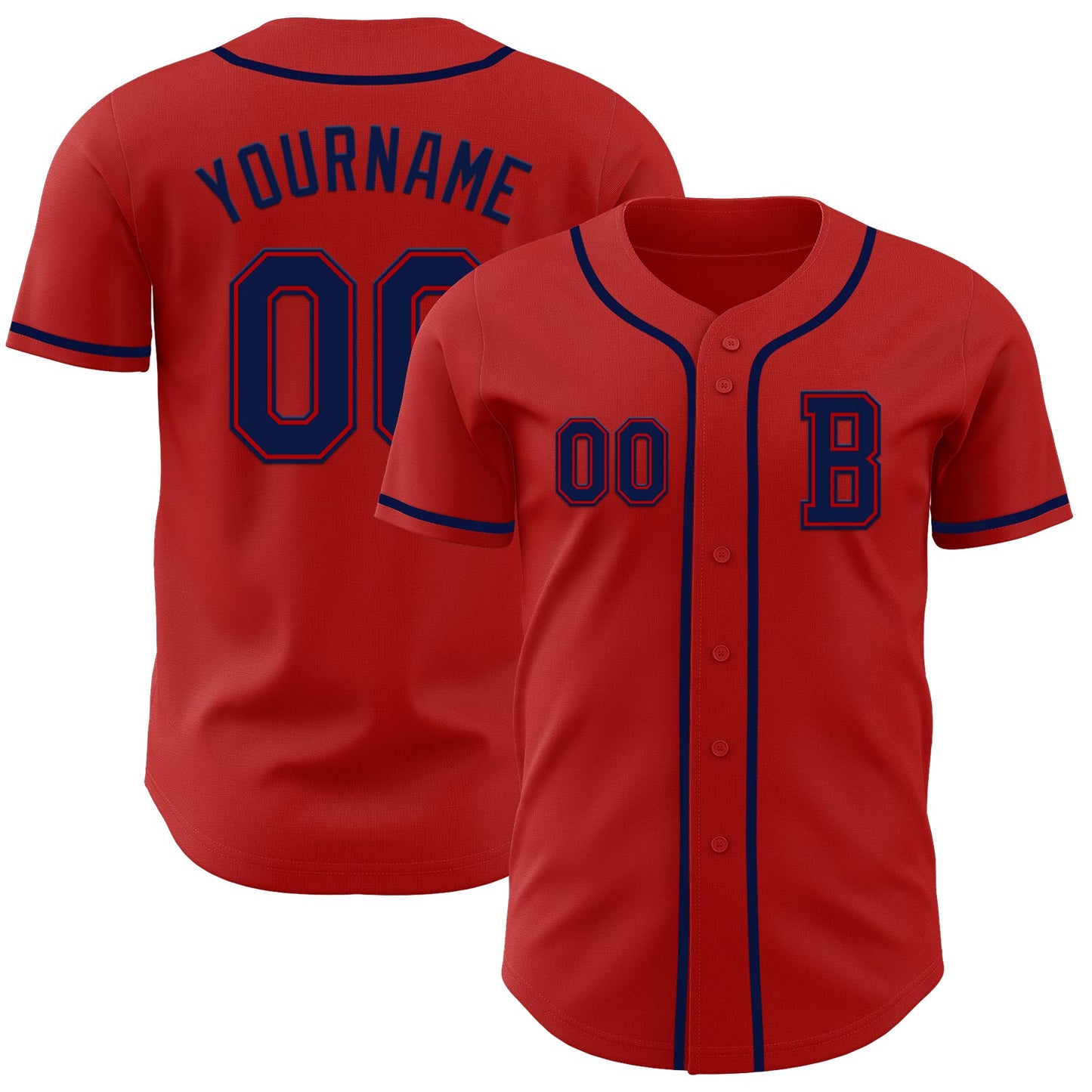 Custom Red Navy Authentic Baseball Jersey - Main View