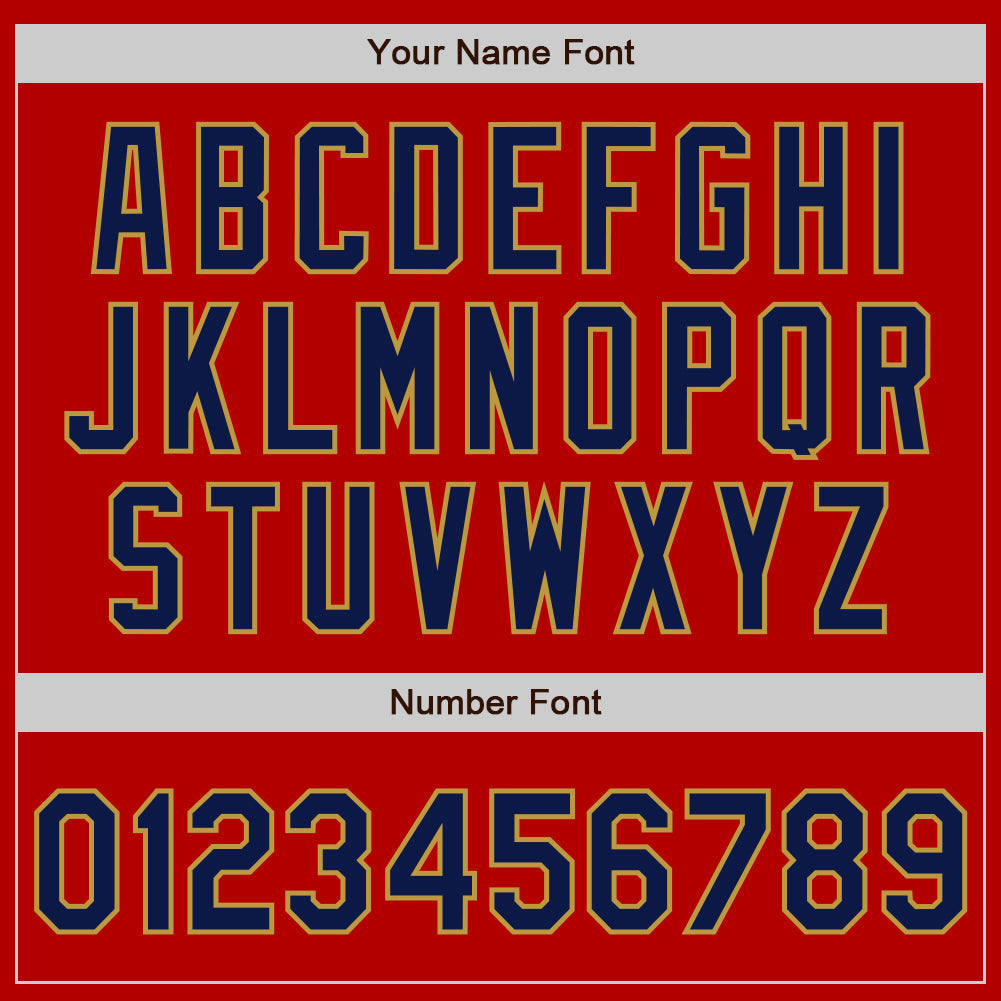 Custom Red Navy-Old Gold Authentic Baseball Jersey view 4