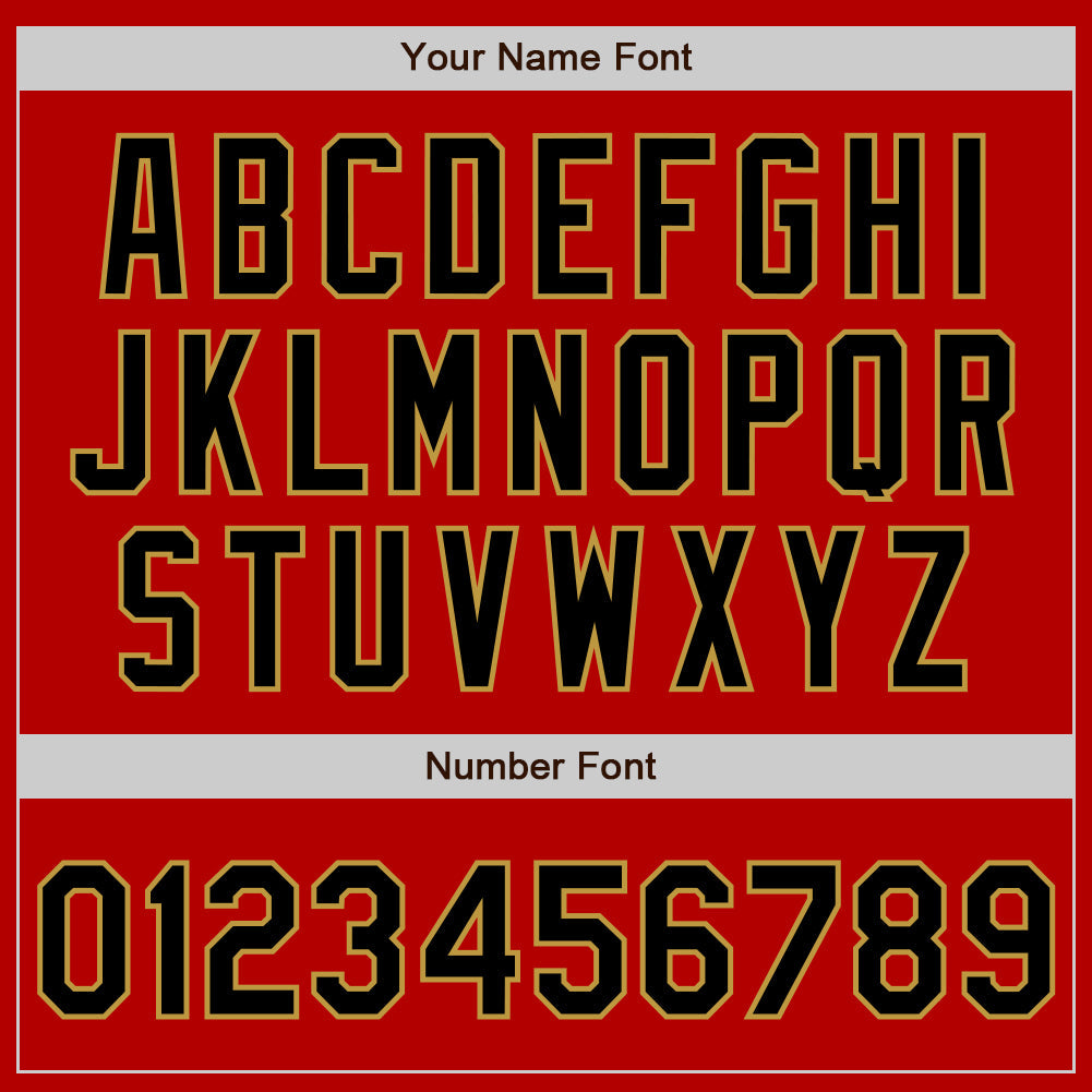 Custom Red Black-Old Gold Authentic Baseball Jersey view 8