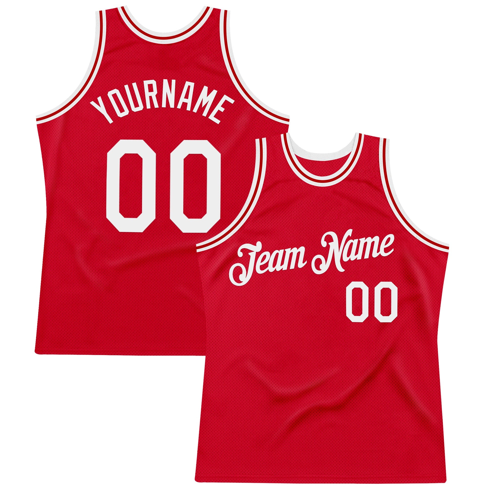Custom Red White Authentic Throwback Basketball Jersey - Main View
