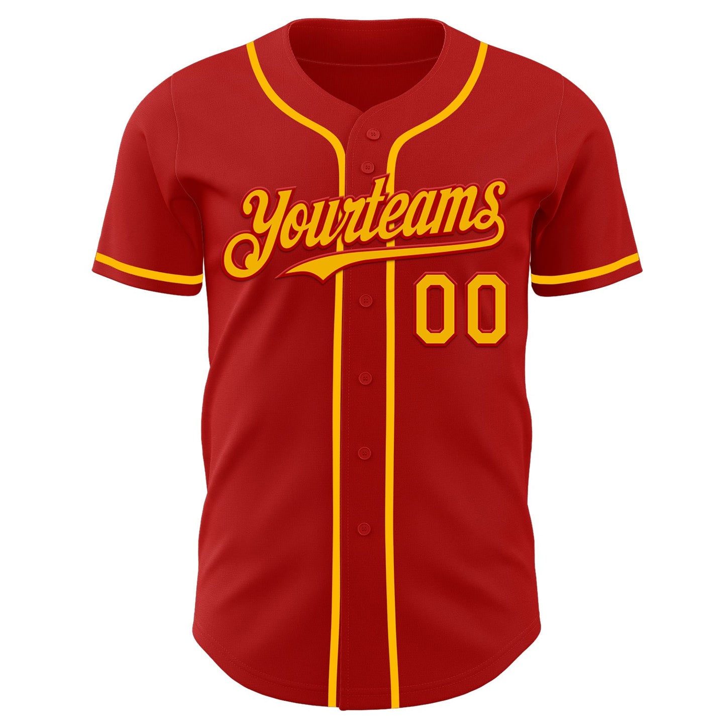 Custom Red Gold Authentic Baseball Jersey view 2