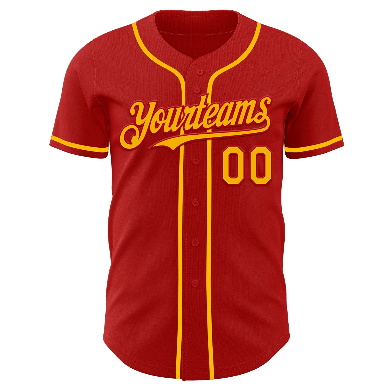 Custom Red Gold Authentic Baseball Jersey view 2