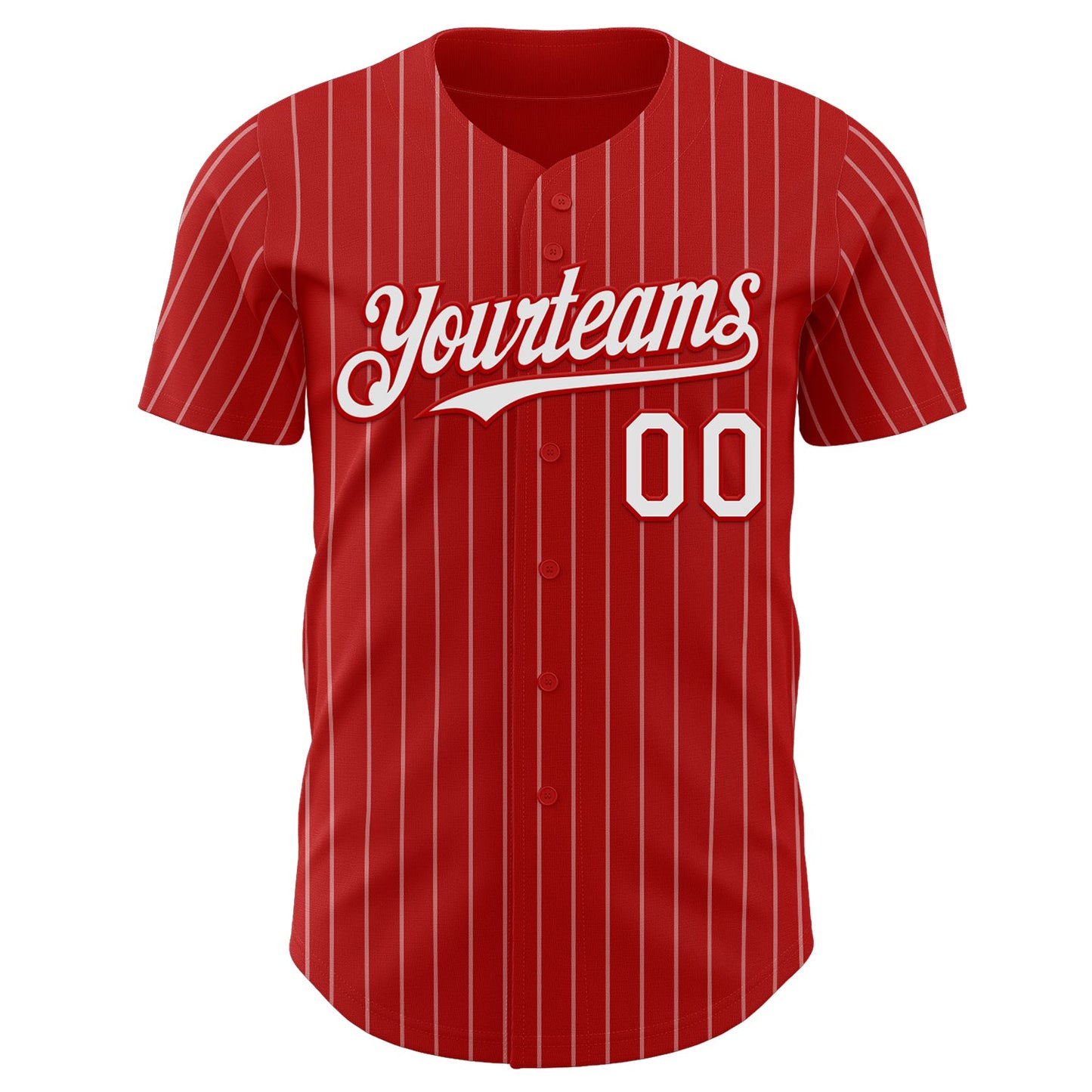Custom Red White Pinstripe White Authentic Baseball Jersey view 2