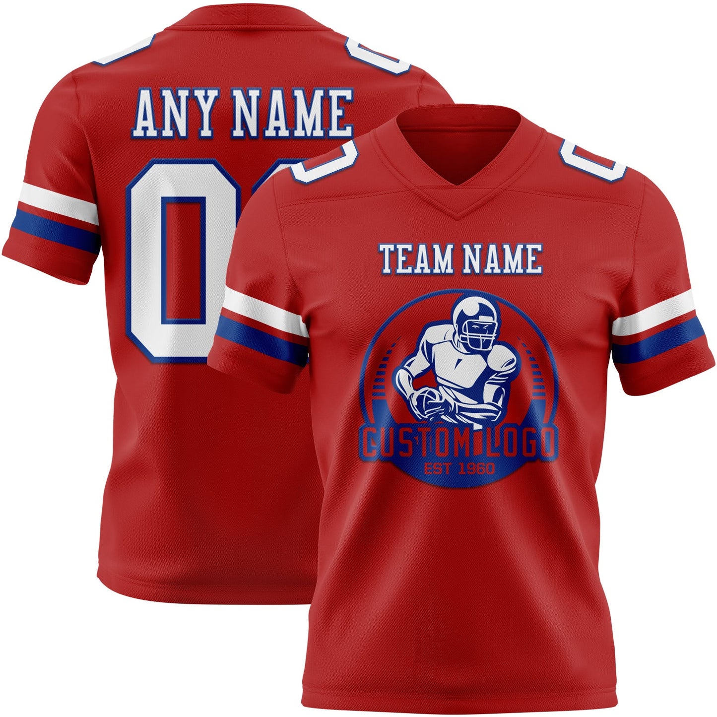 Custom Red White-Royal Authentic Football Jersey view 2