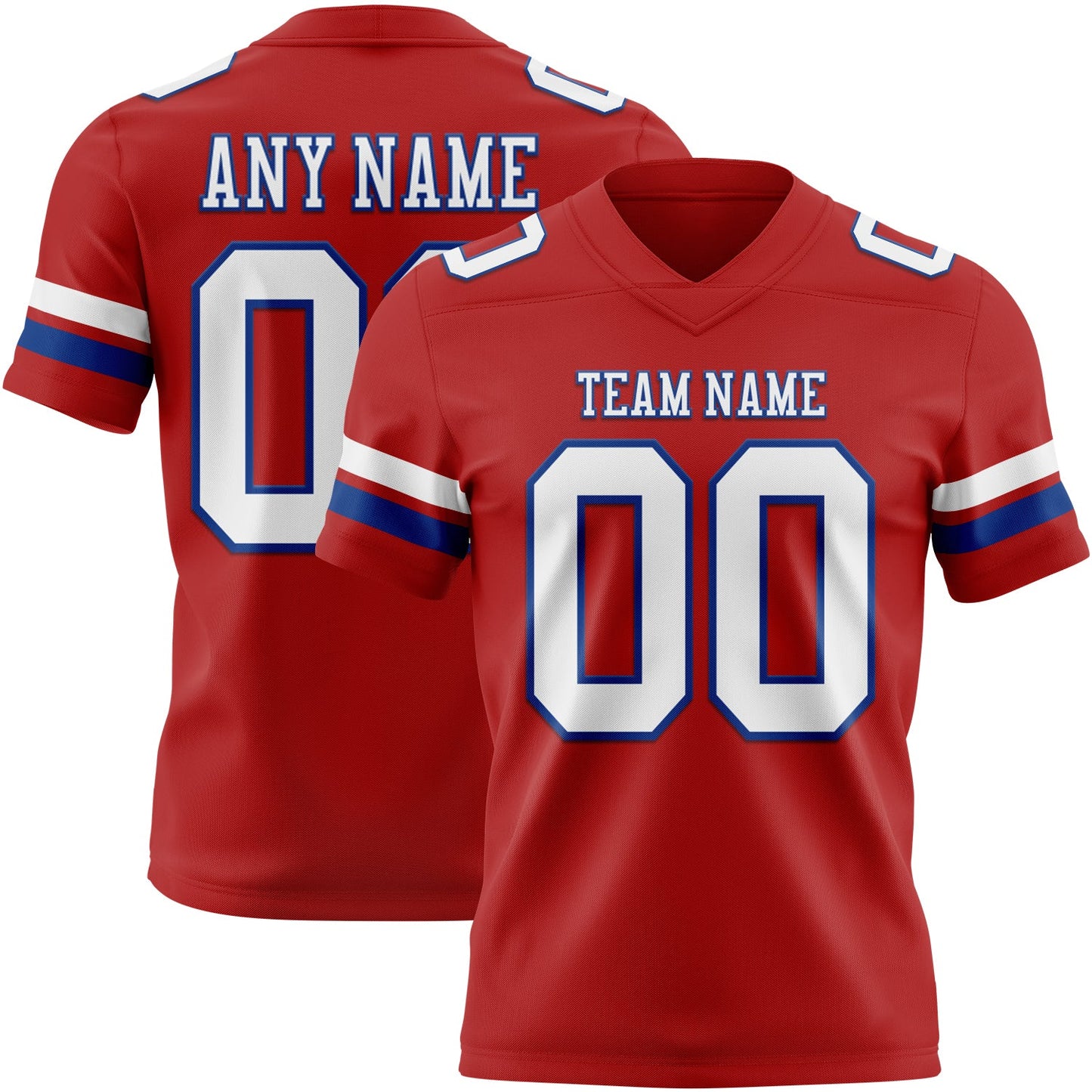 Custom Red White-Royal Authentic Football Jersey - Main View
