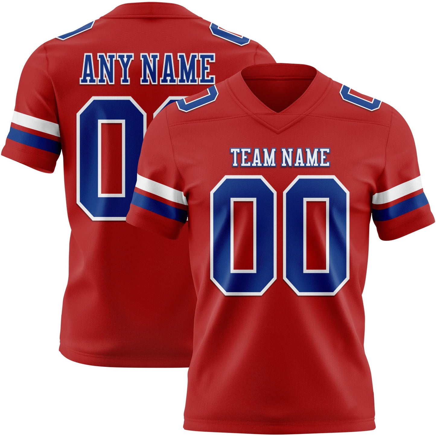 Custom Red Royal-White Authentic Football Jersey - Main View