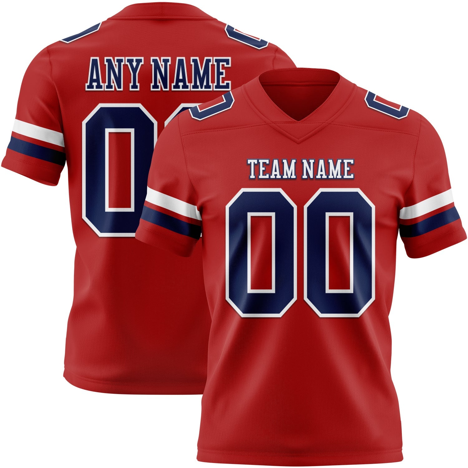 Custom Red Navy-White Authentic Football Jersey - Main View