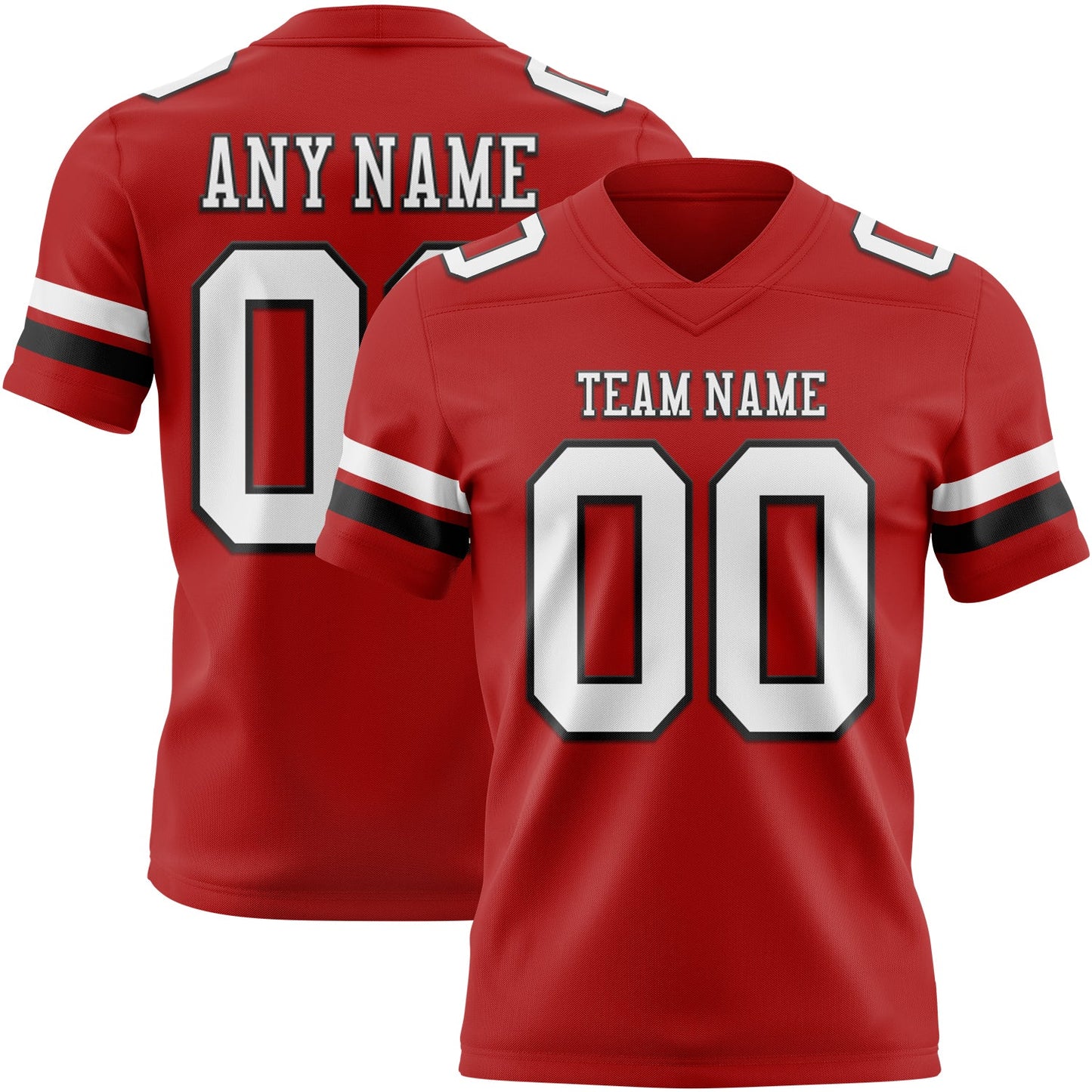 Custom Red White-Black Authentic Football Jersey - Main View