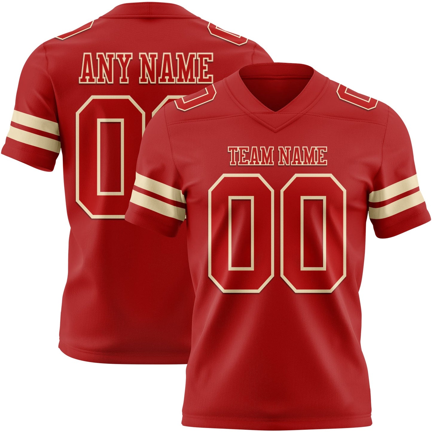 Custom Red Cream Authentic Football Jersey - Main View