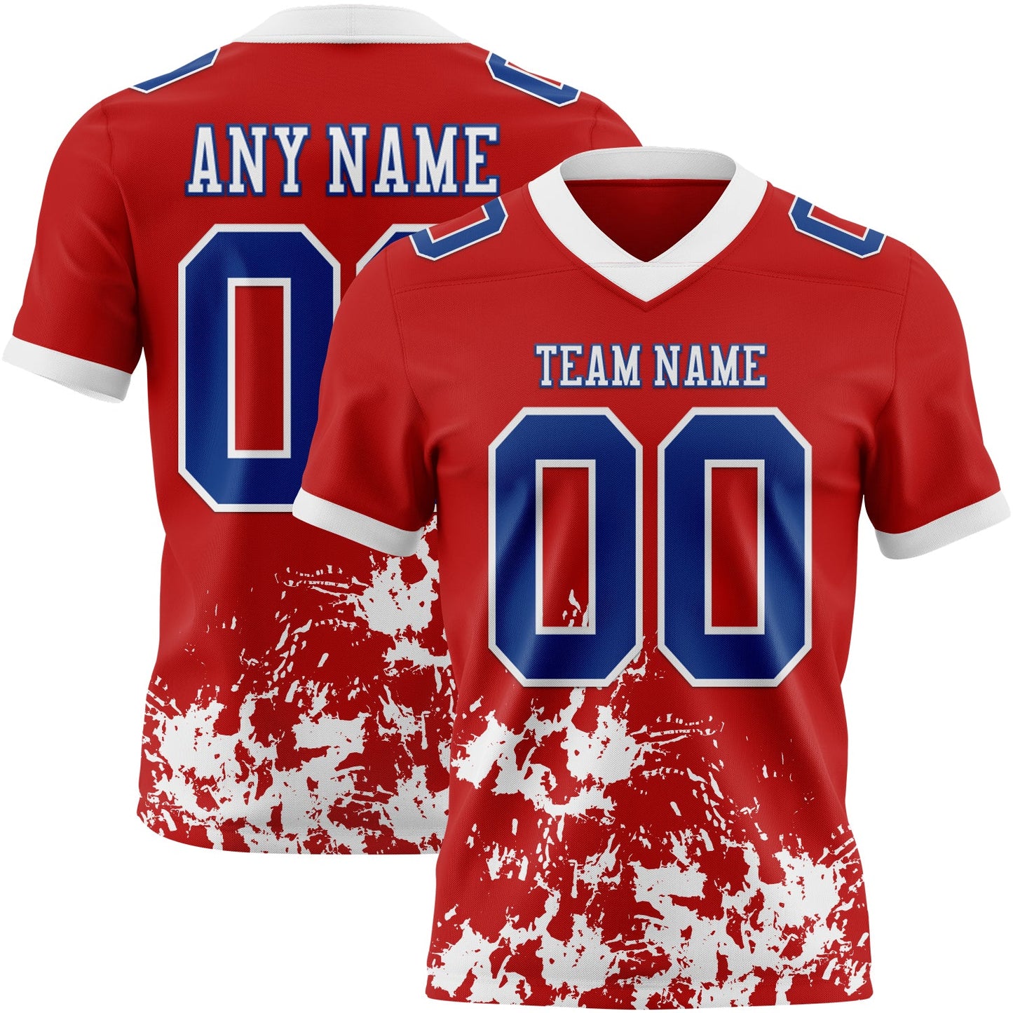 Custom Red Royal-White 3D Pattern Splash Authentic Football Jersey - Main View