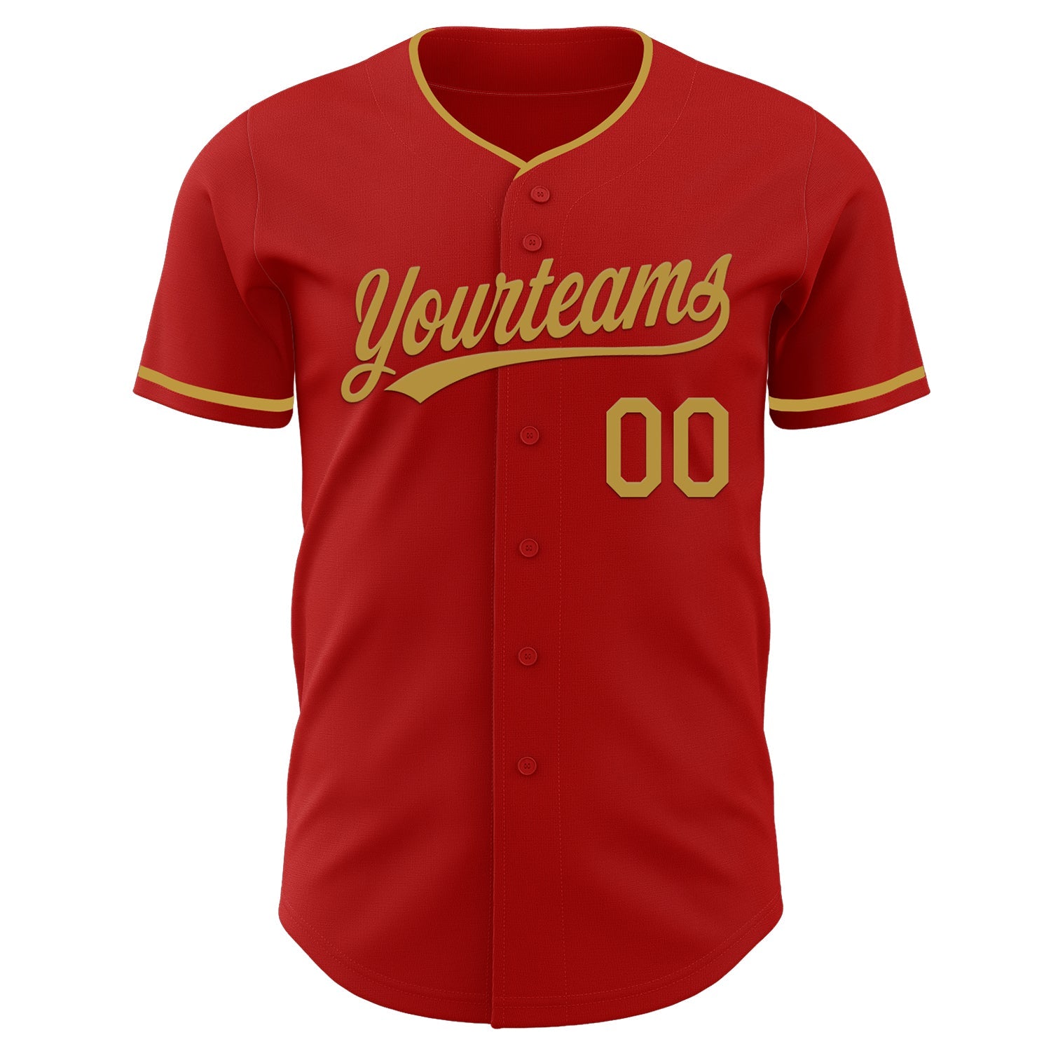 Custom Red Old Gold Authentic Baseball Jersey view 2