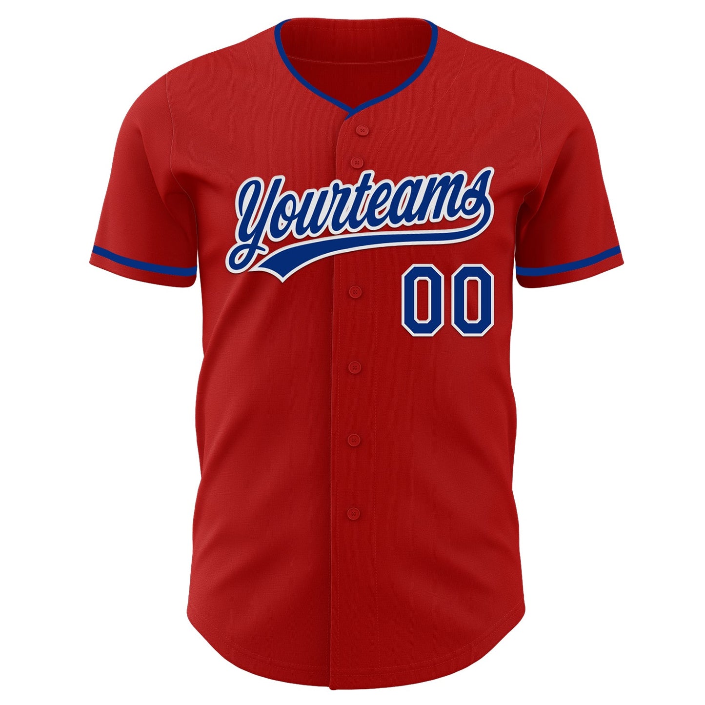 Custom Red Royal-White Authentic Baseball Jersey view 2
