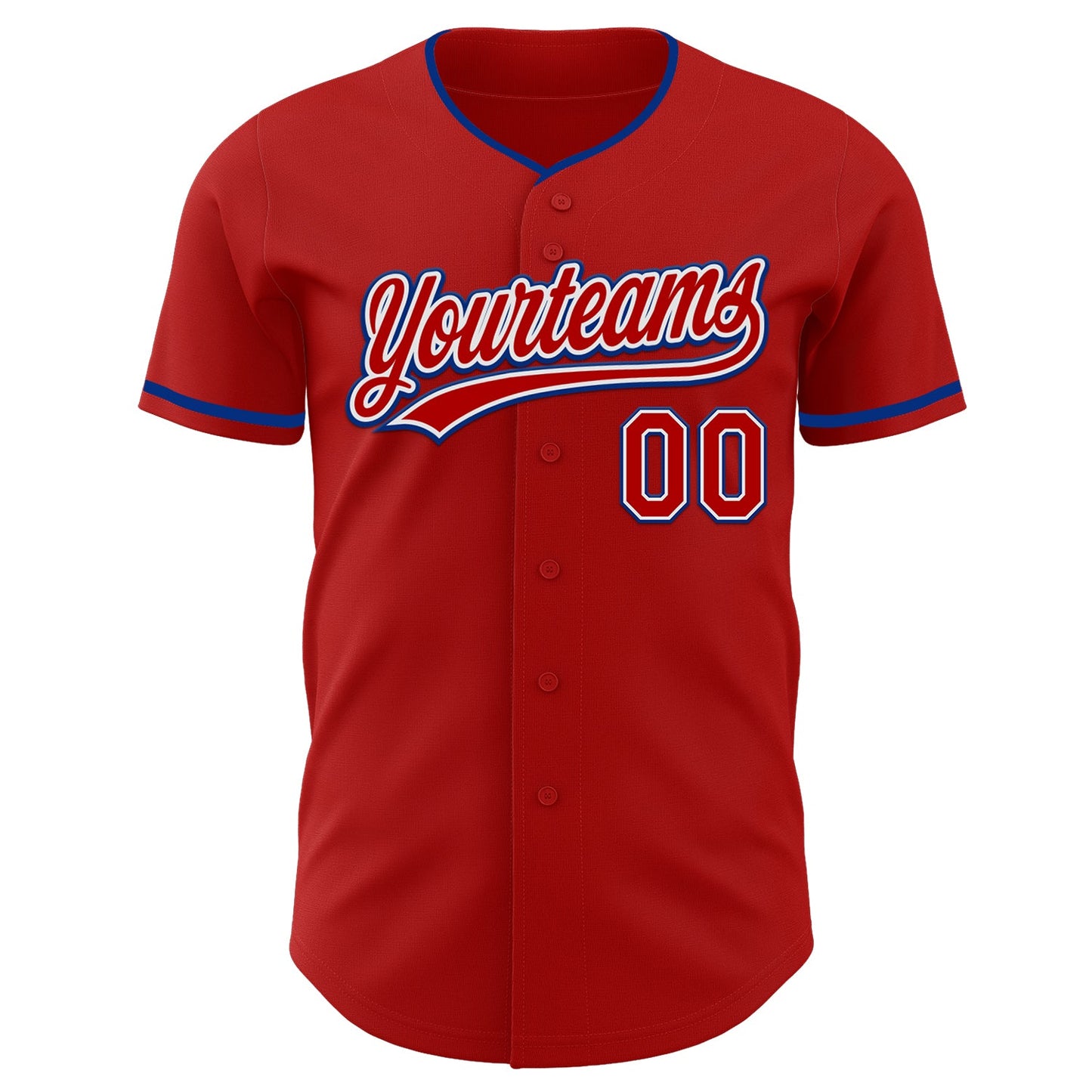 Custom Red White-Royal Authentic Baseball Jersey view 2