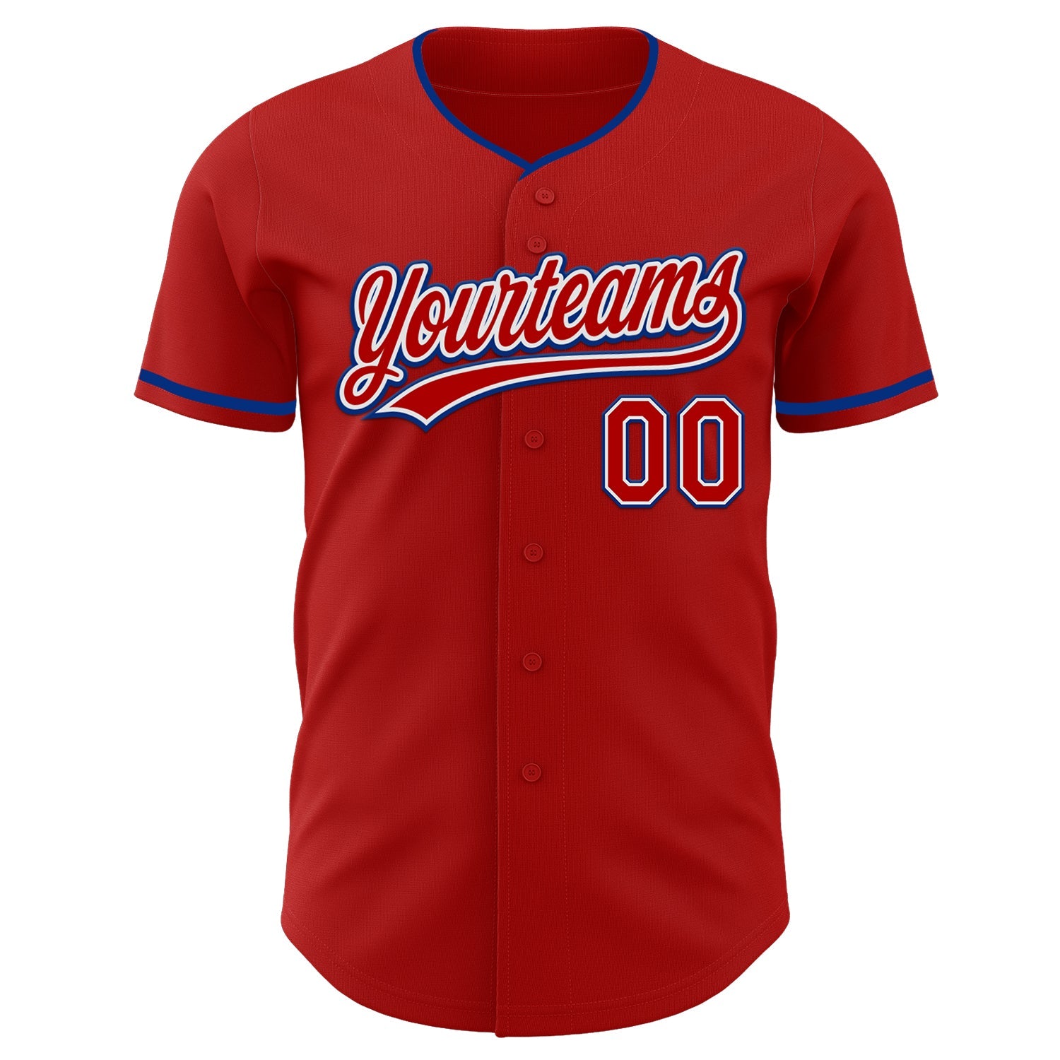 Custom Red White-Royal Authentic Baseball Jersey view 2