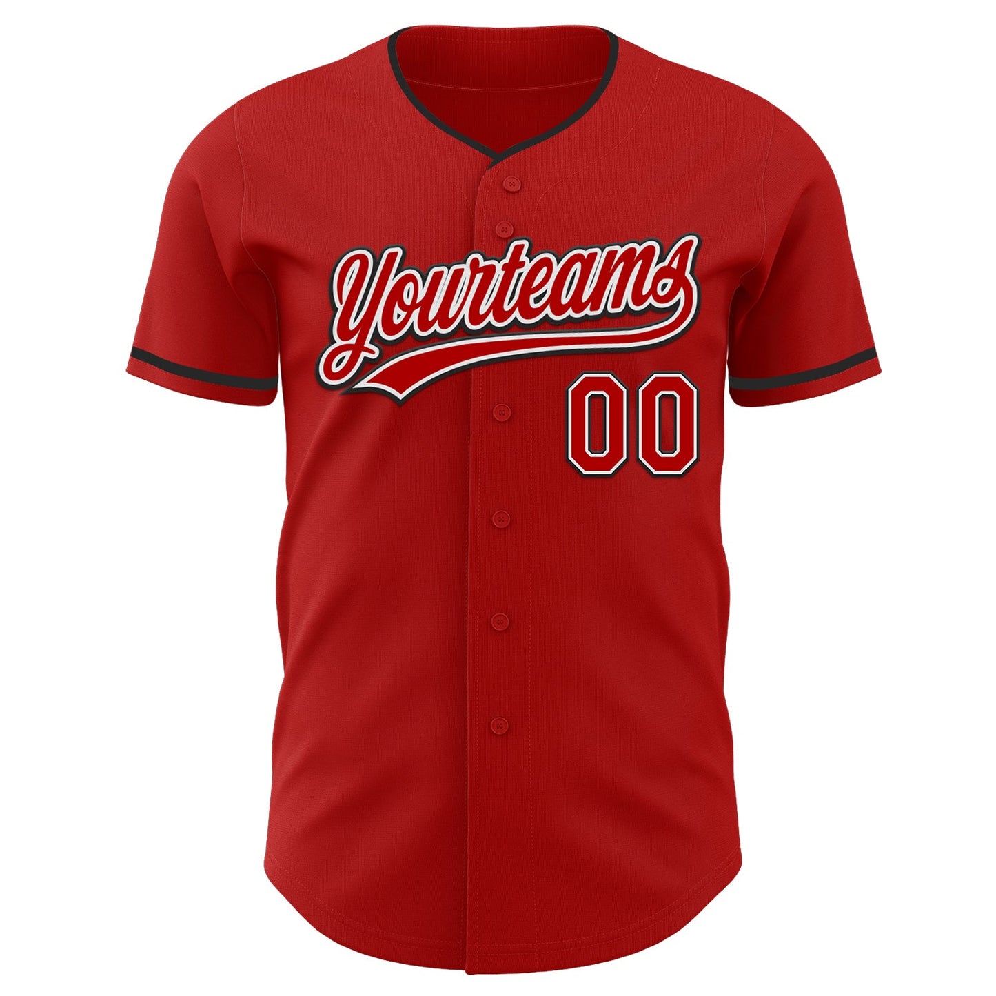 Custom Red White-Black Authentic Baseball Jersey view 2