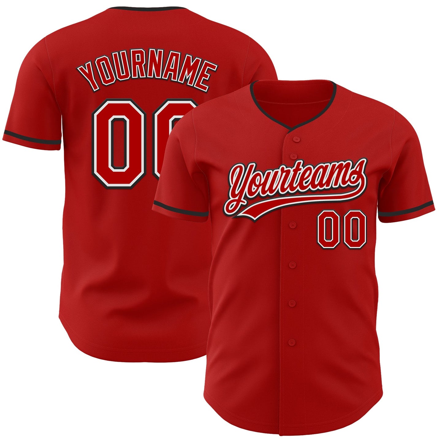 Custom Red White-Black Authentic Baseball Jersey - Main View