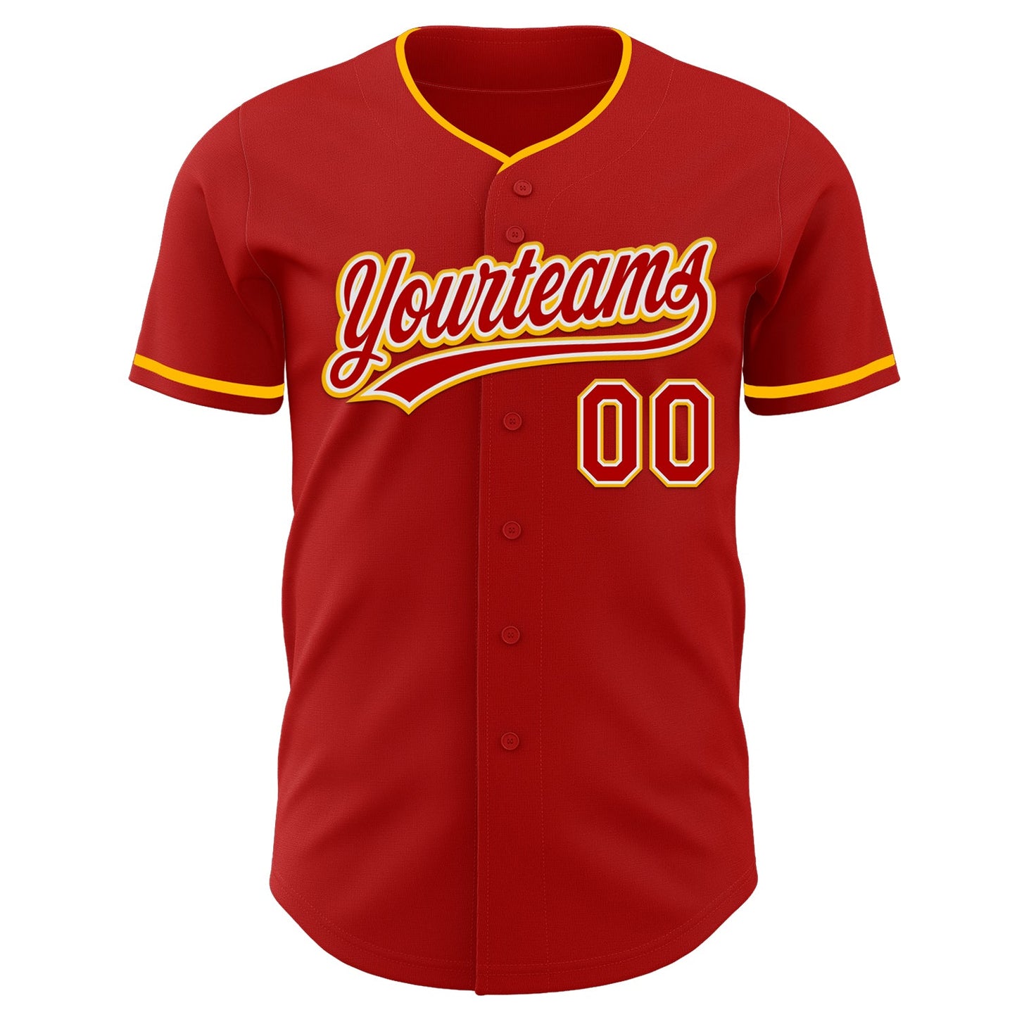 Custom Red White-Gold Authentic Baseball Jersey view 2