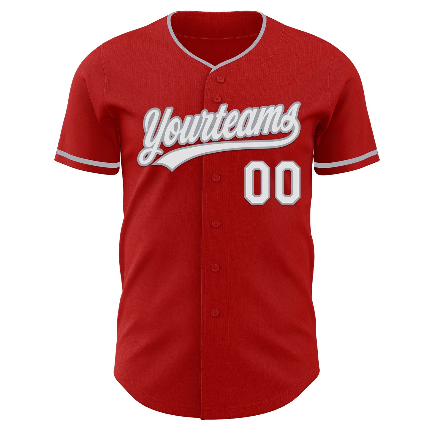 Custom Red White-Gray Authentic Baseball Jersey view 2