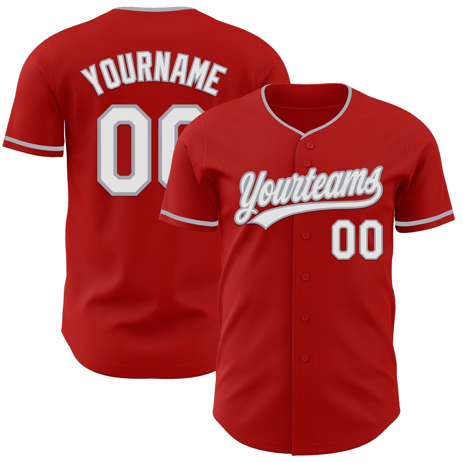 Custom Red White-Gray Authentic Baseball Jersey - Main View