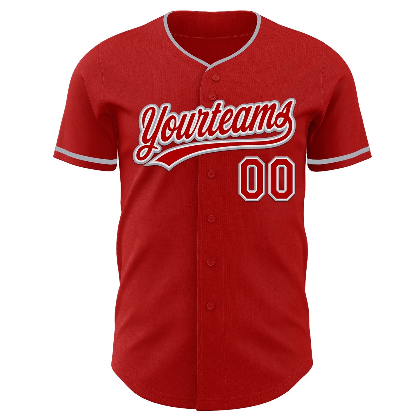 Custom Red White-Gray Authentic Baseball Jersey view 2