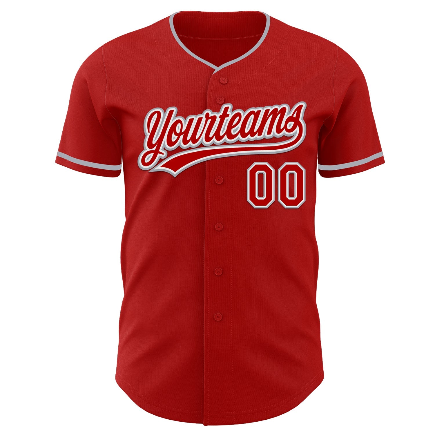 Custom Red White-Gray Authentic Baseball Jersey view 2