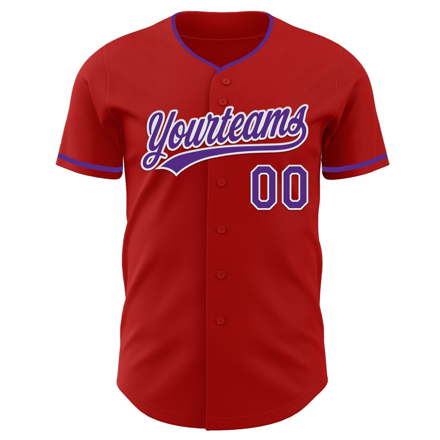 Custom Red Purple-White Authentic Baseball Jersey view 2