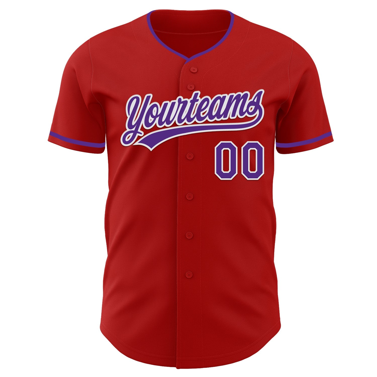 Custom Red Purple-White Authentic Baseball Jersey view 2