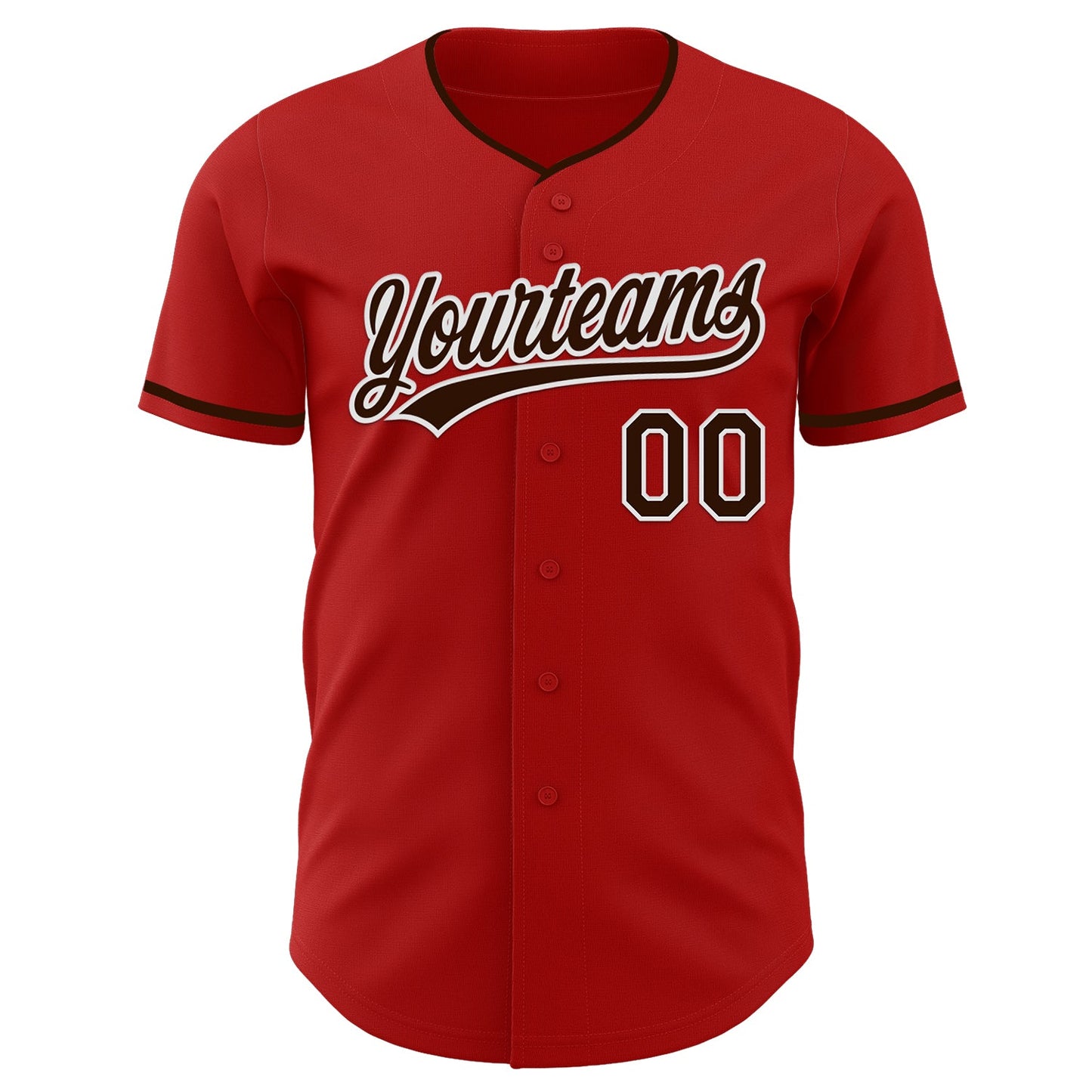 Custom Red Brown-White Authentic Baseball Jersey view 2