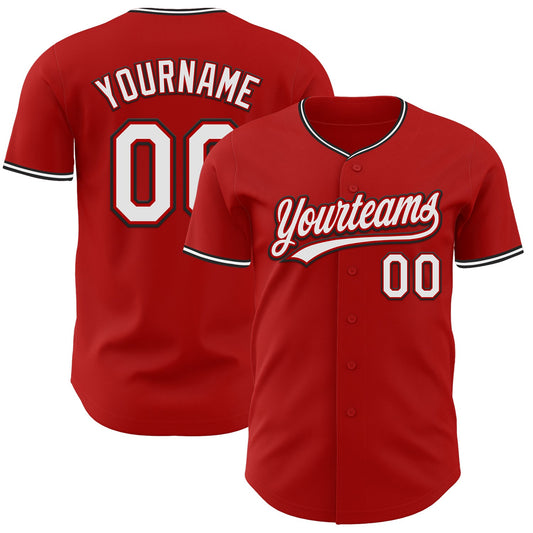 Custom Red White-Black Authentic Baseball Jersey - Main View
